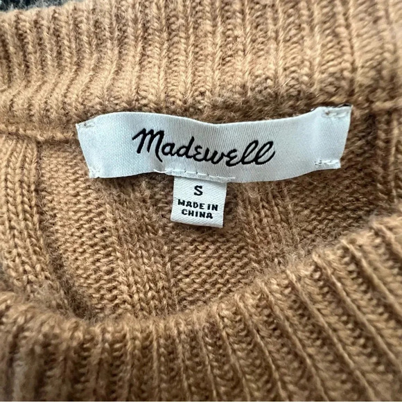Madewell (Re)sourced Ribbed Midi Sweater Dress Small Alpaca Wool Color block S - Picture 13 of 15